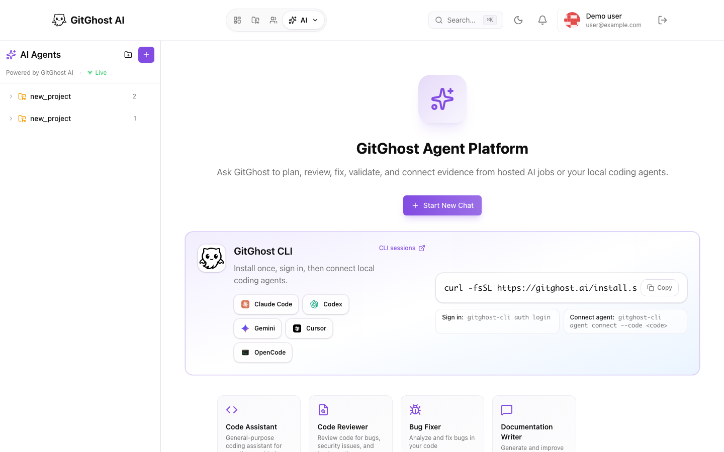 Gitghost AI Agents page