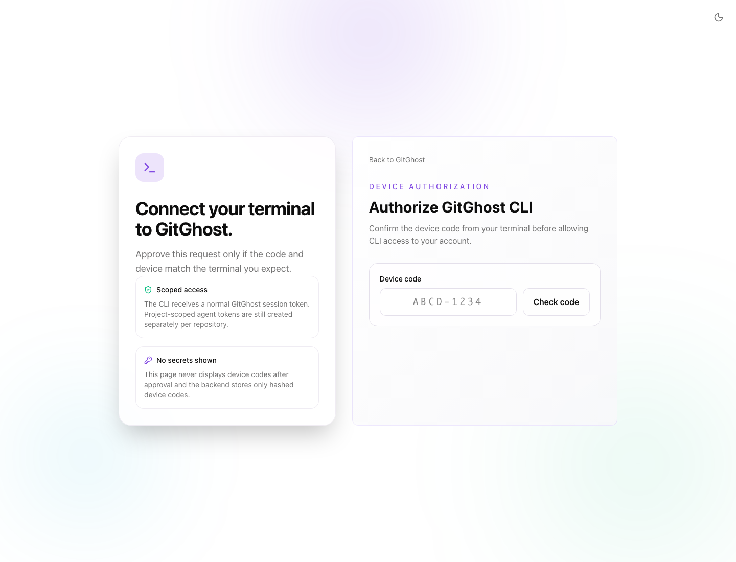 Gitghost AI device authorization