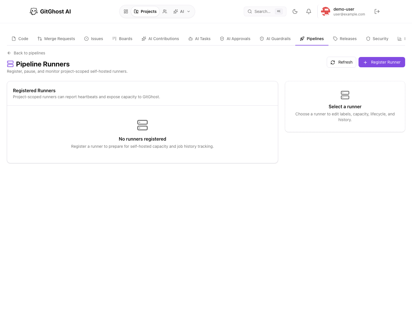 Gitghost AI pipeline runners