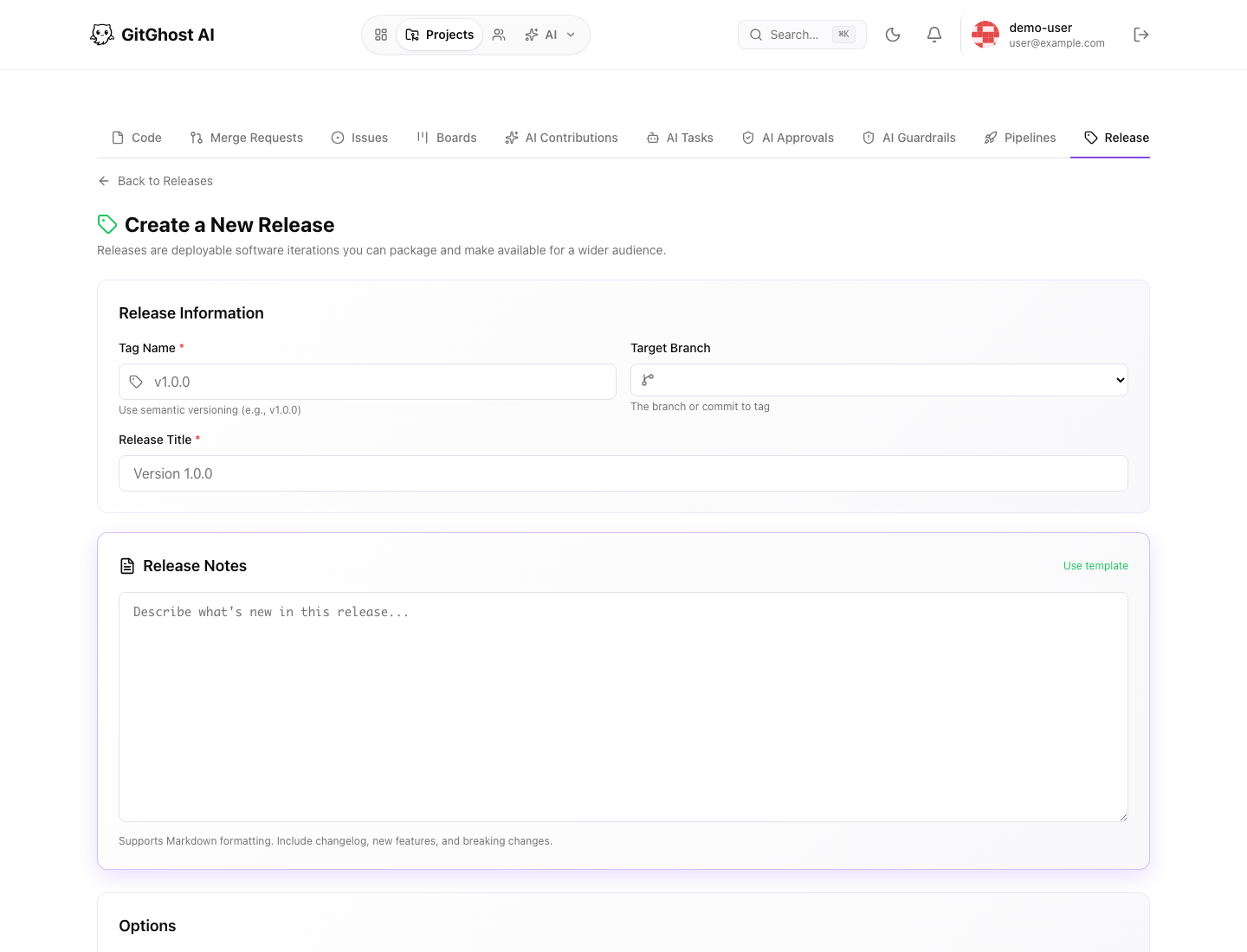 Create a Gitghost AI release