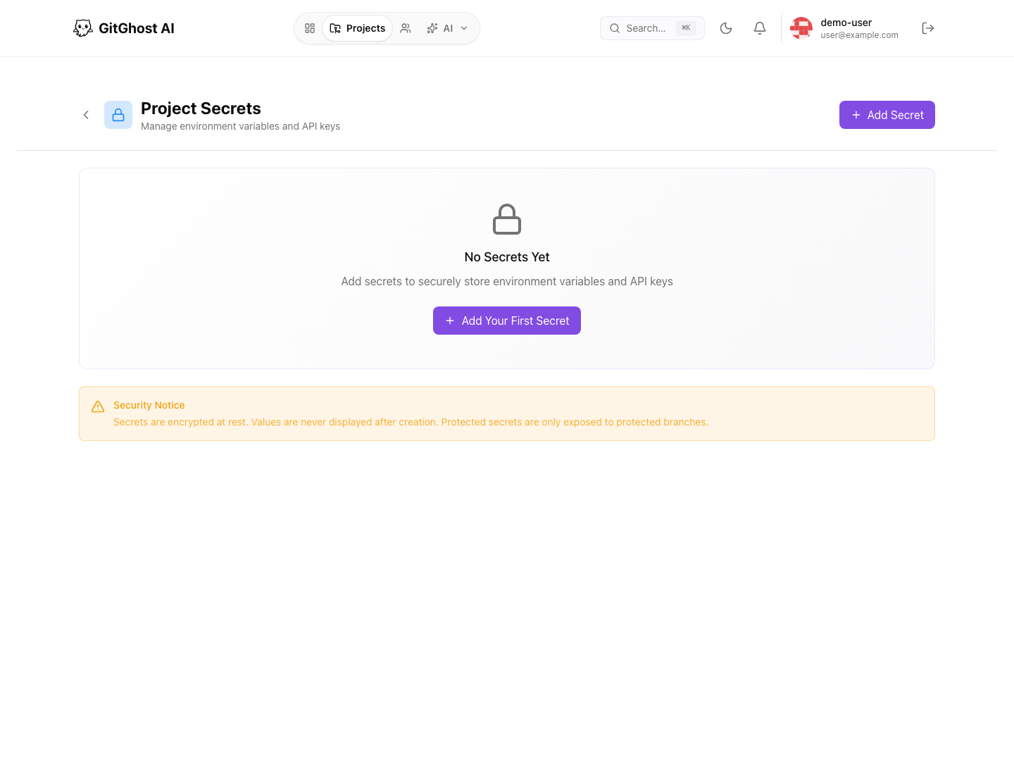 Gitghost AI project secrets