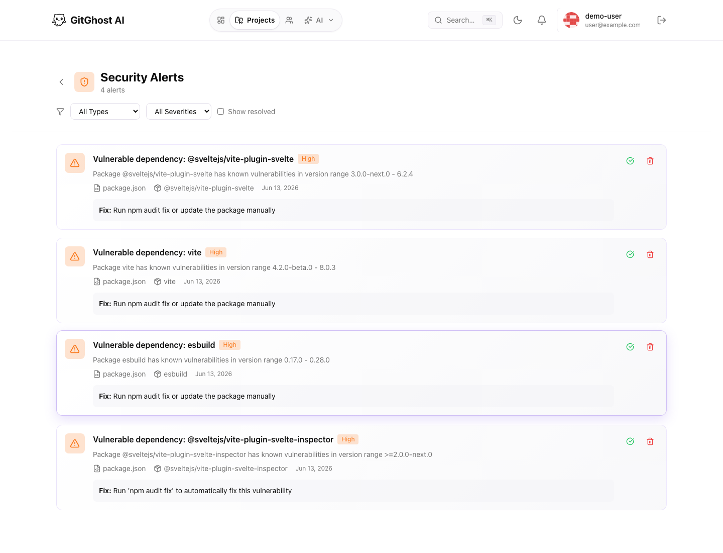 Gitghost AI security alerts