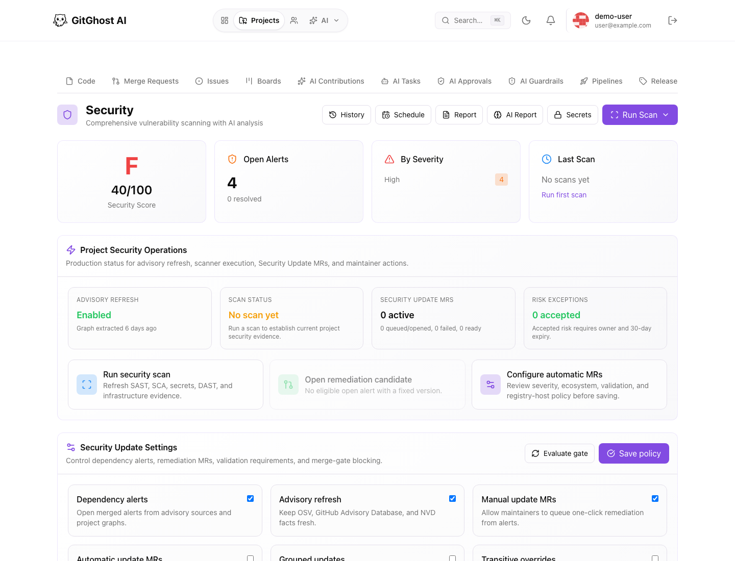 Gitghost AI security center