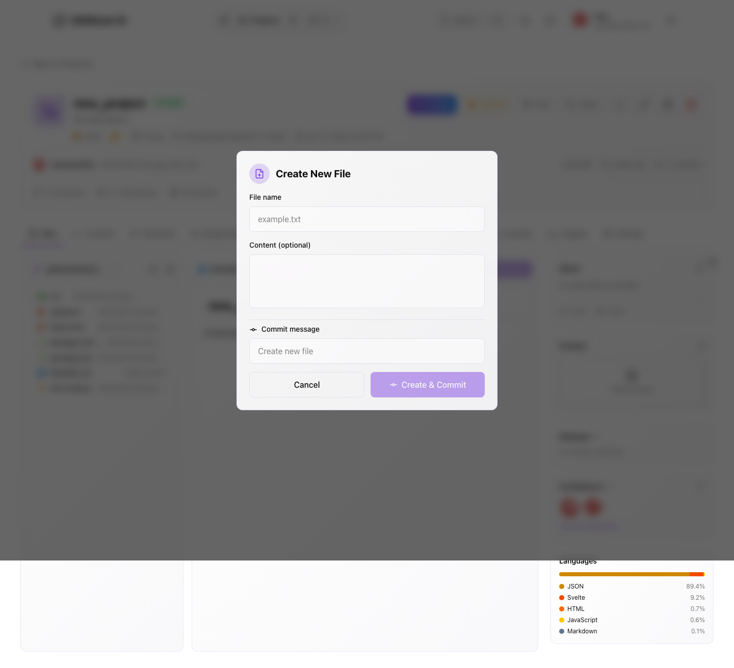 Gitghost AI create file modal