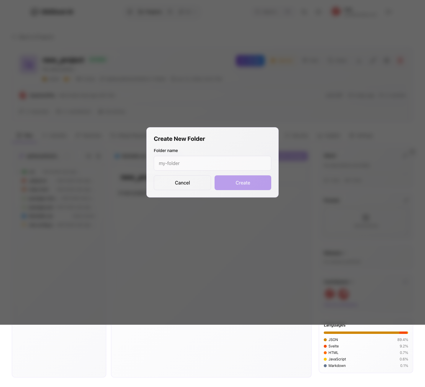 Gitghost AI create folder modal