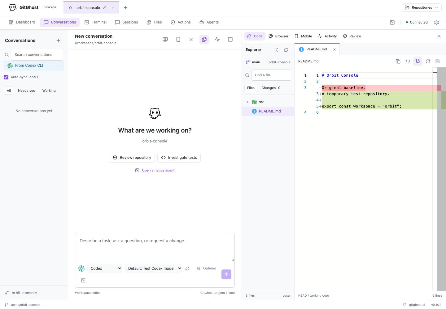 Conversation and side-by-side code change review